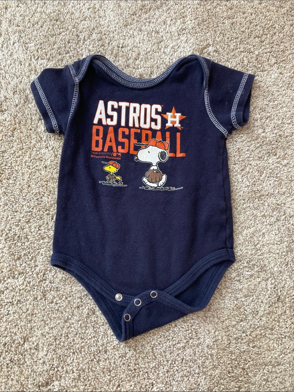 Peanuts Astros Baseball 12 Month Onesie 100% Cotton